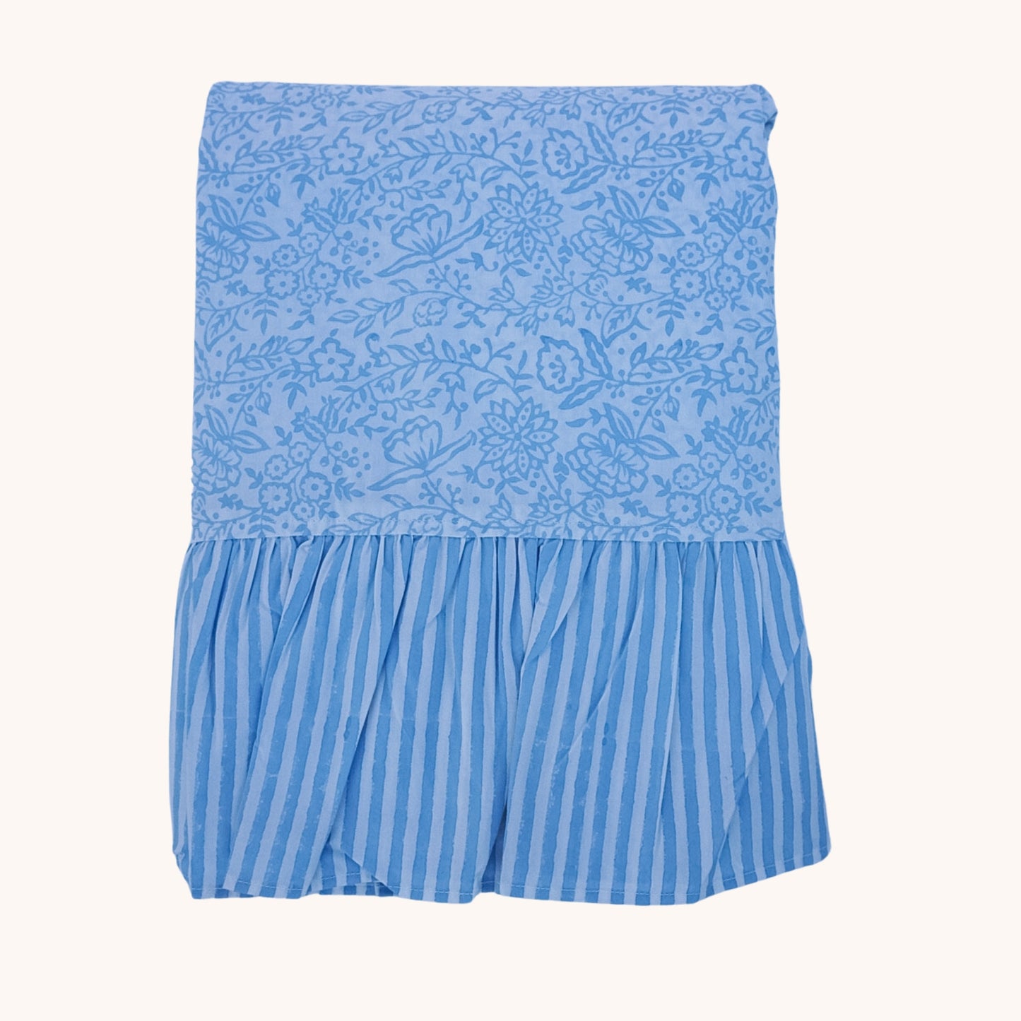 Blue Hazel tablecloth with stripe frill