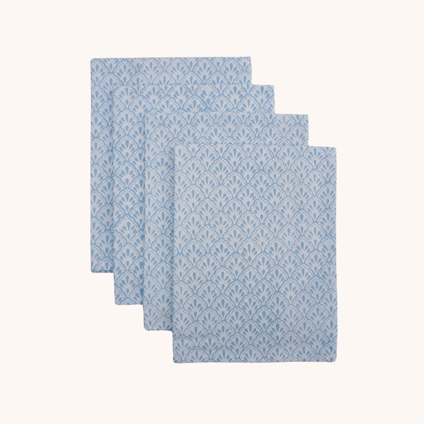 Blue scallop cotton napkins