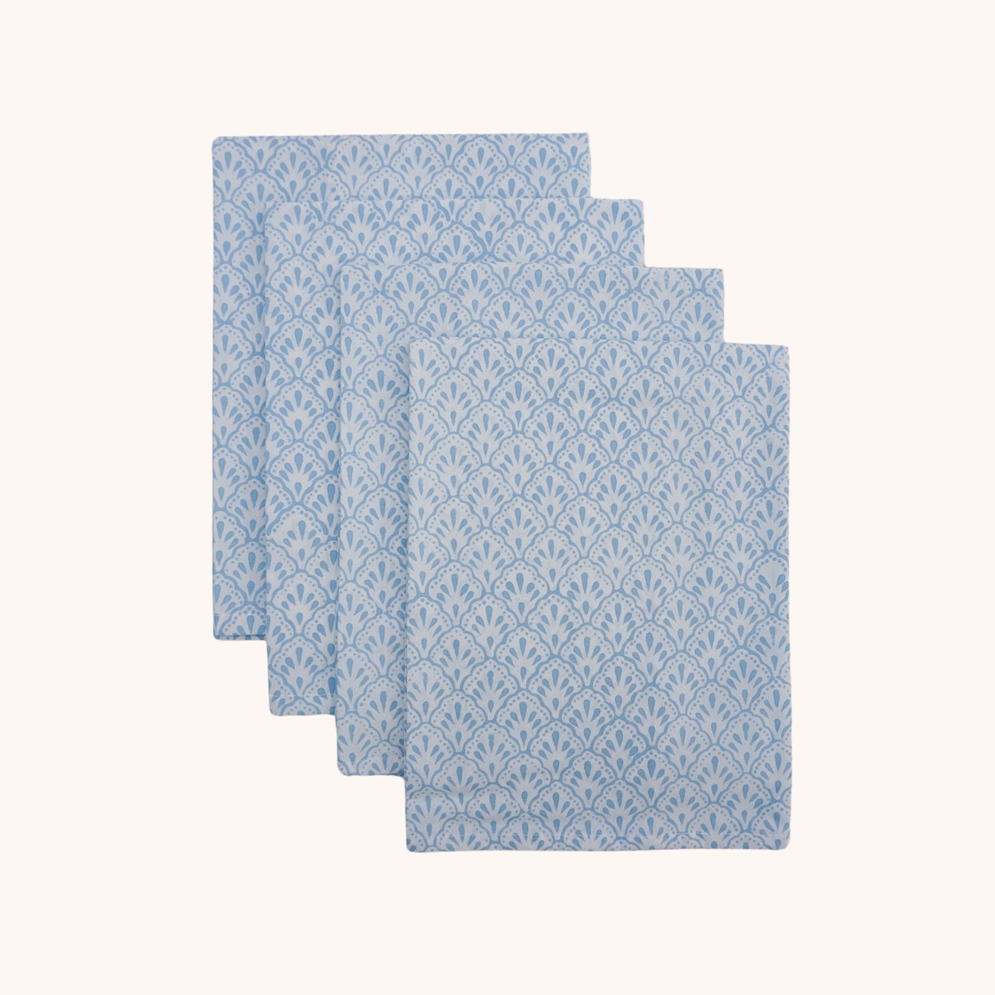 Blue scallop cotton napkins
