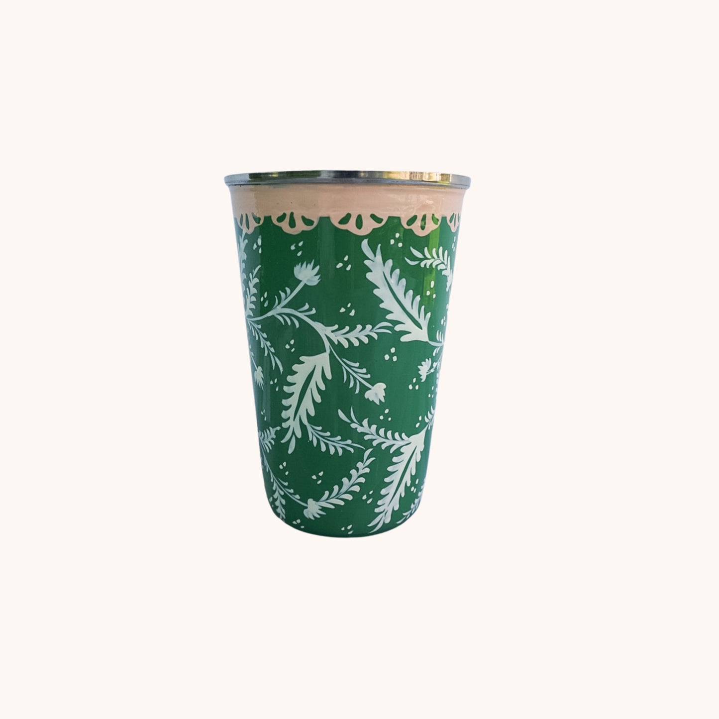 Green Floral Enamel Tumbler