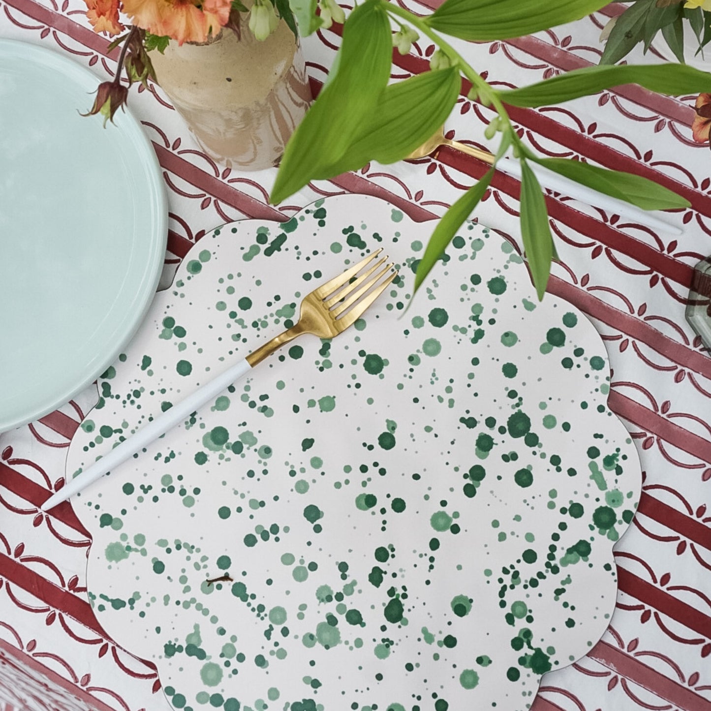 Green Splatter on Cream Placemat