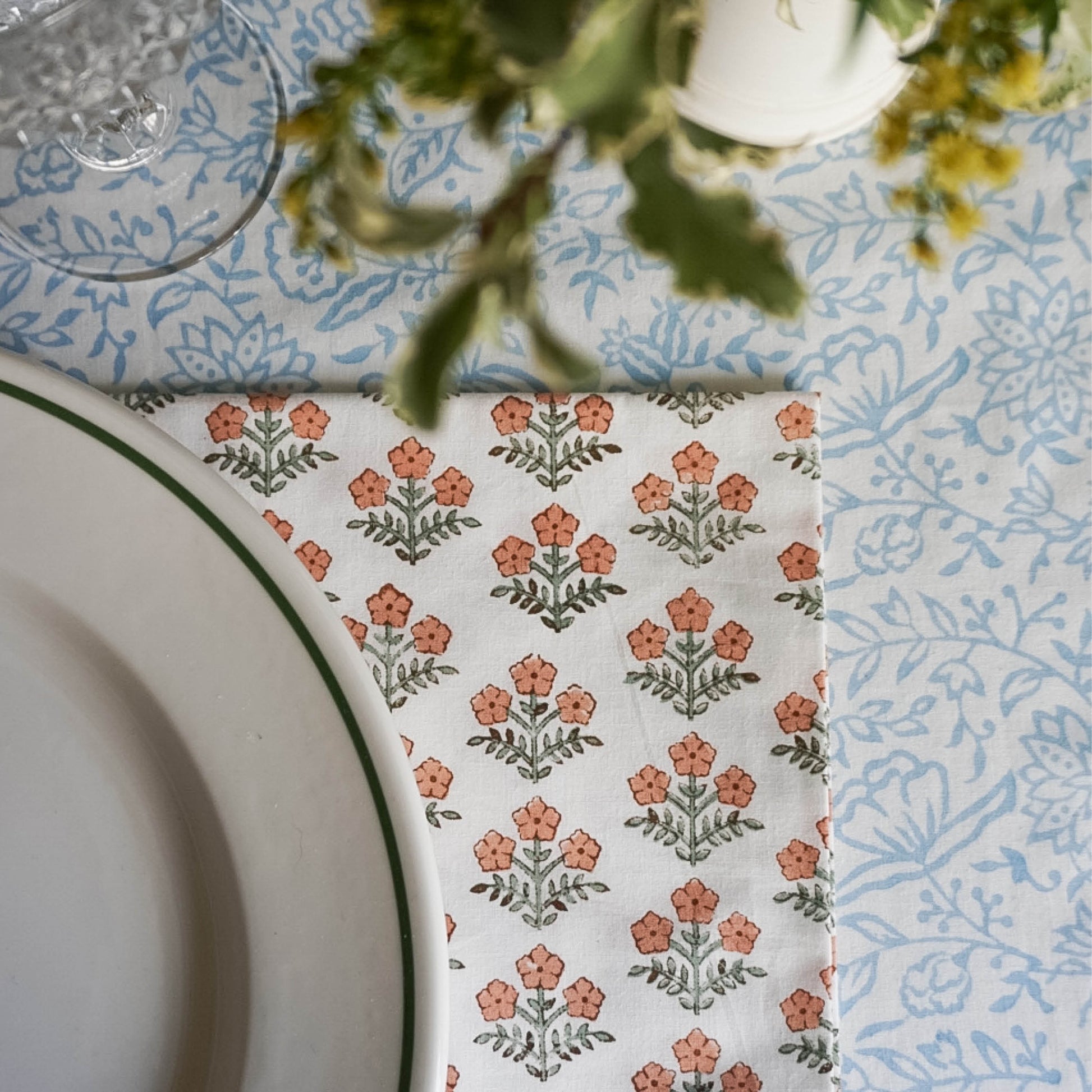 orange and green napkins
