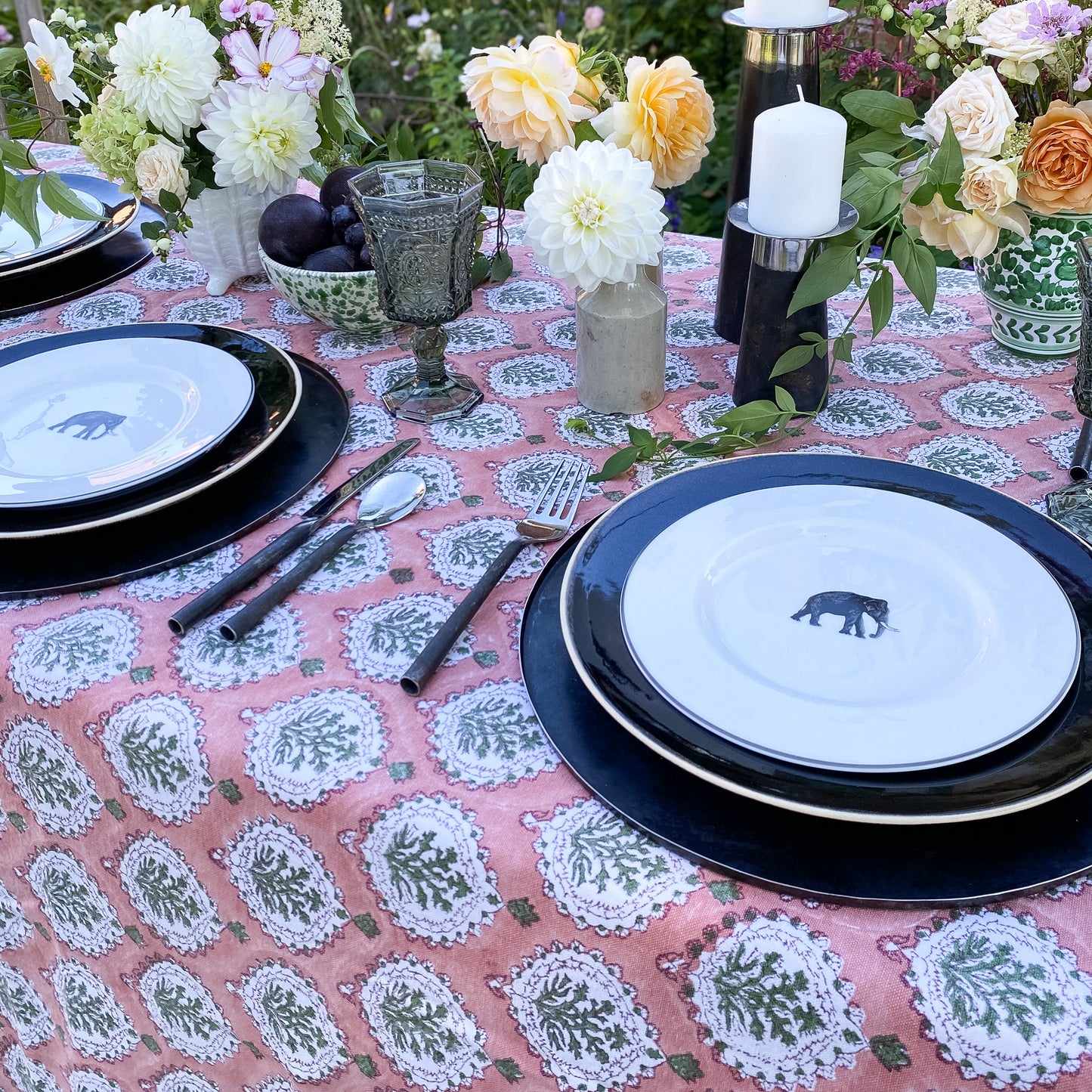 pink and green tablecloth perfect for summer dining 