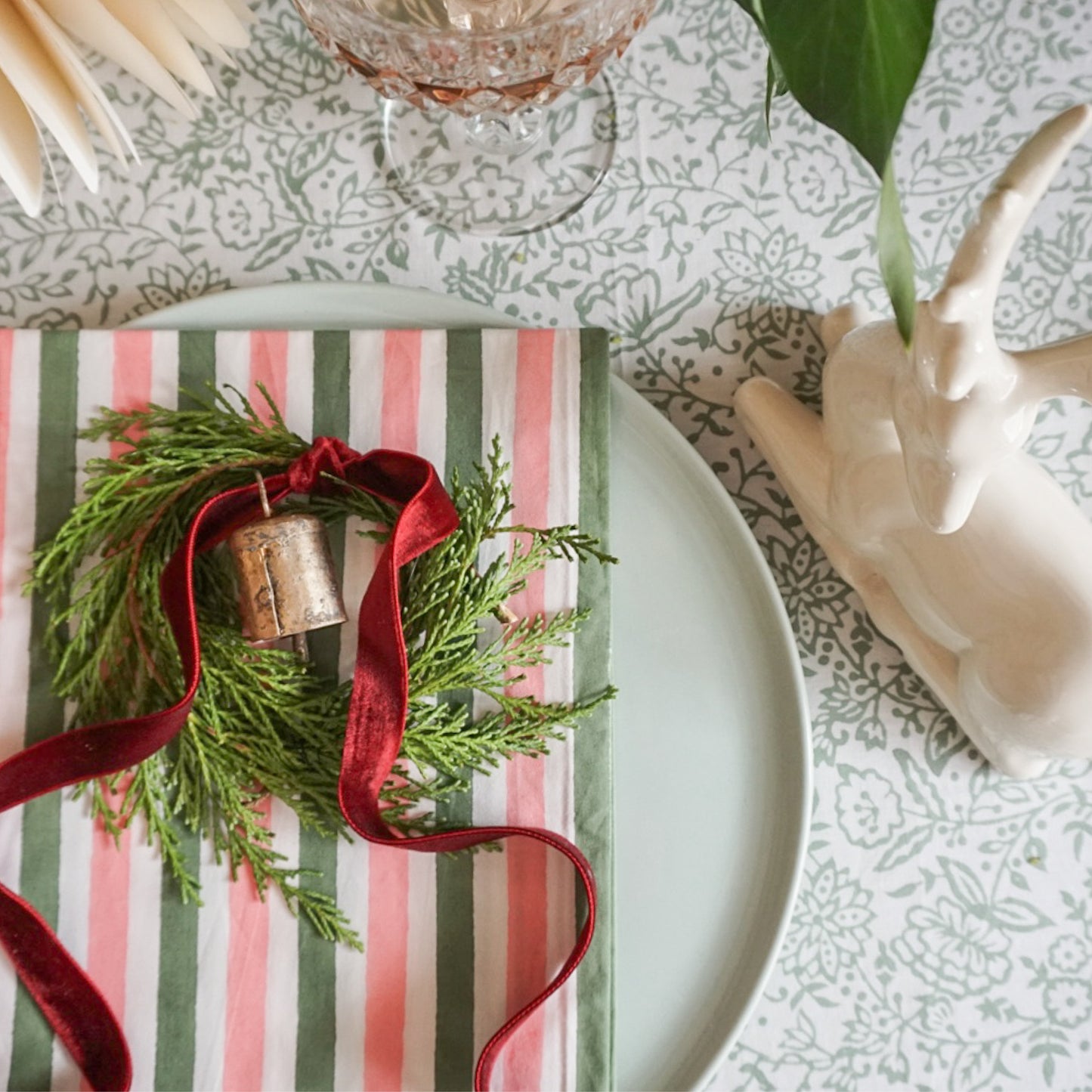 Stripe Napkins in Pink + Green // Set of 4