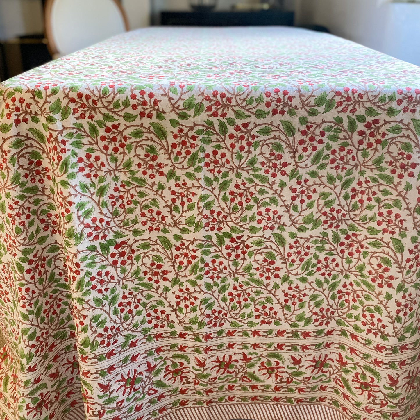 Green + Red Berries Tablecloth