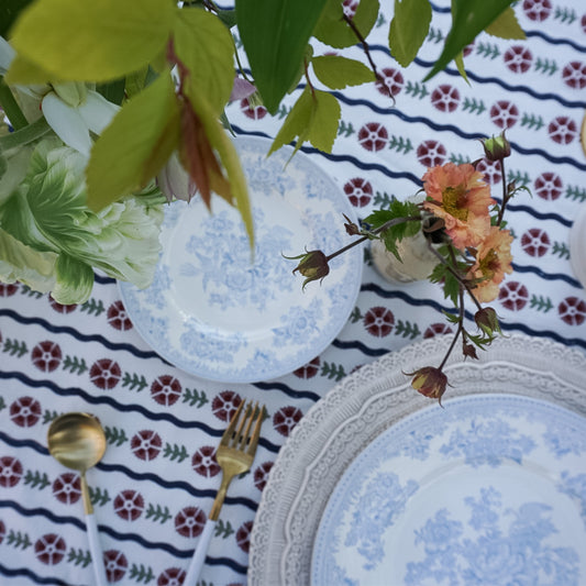 Thea Blue Wavy Tablecloth