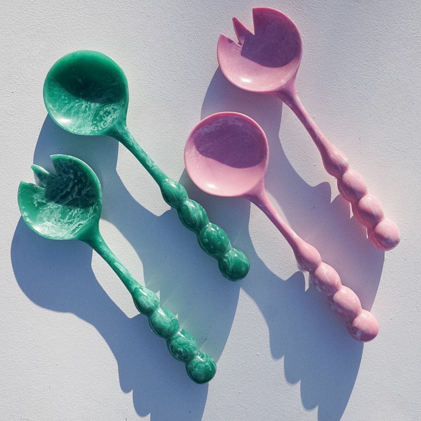 salad servers in pink
