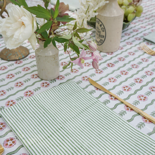 Nell Green Stripe Napkins // Set of 4