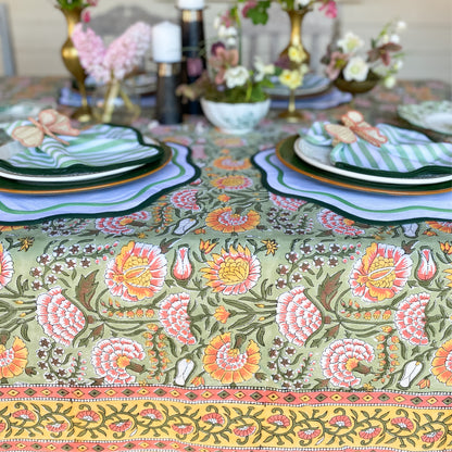 green tablecloth 