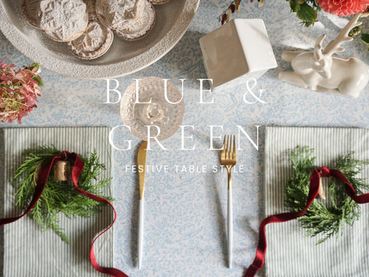 An elegant blue and green Christmas Table