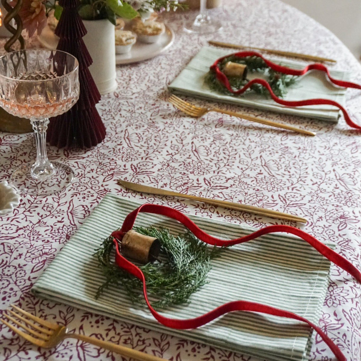 Nell Green Stripe Napkins // Set of 4