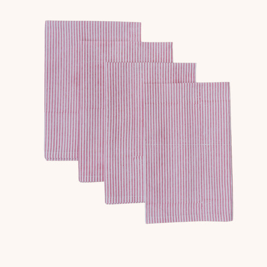 Nell Pink Stripe Napkins // Set of 4