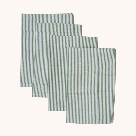 Nell Green Stripe Napkins // Set of 4