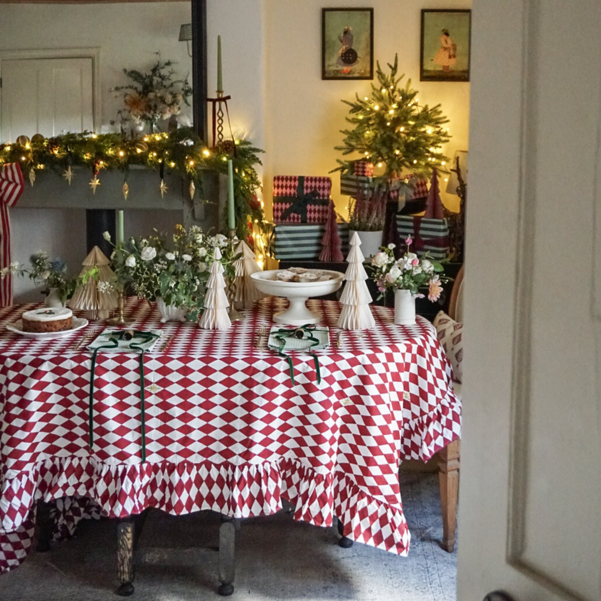 Harlequin Berry Red Tablecloth