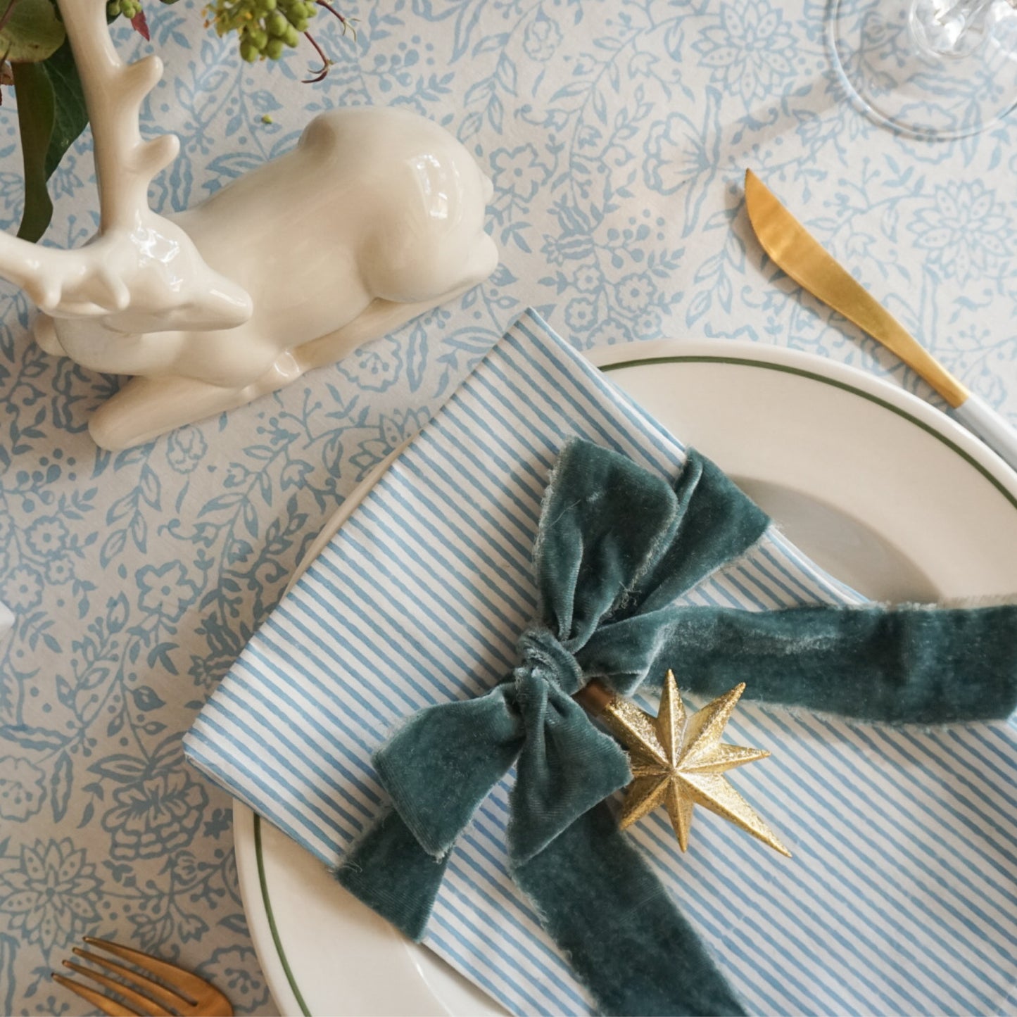 Blue Stripe Napkins // Set of 4