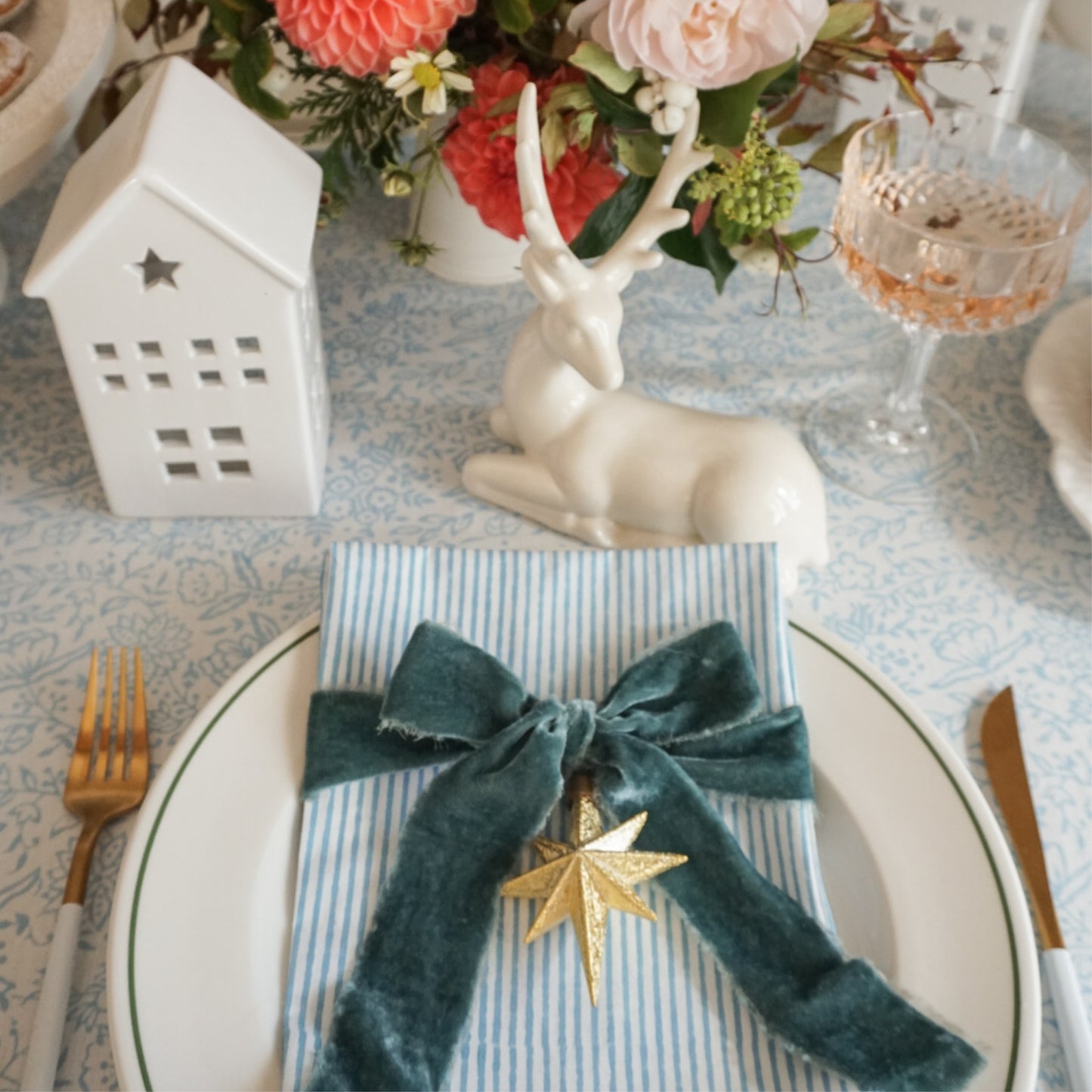 Blue Stripe Napkins // Set of 4