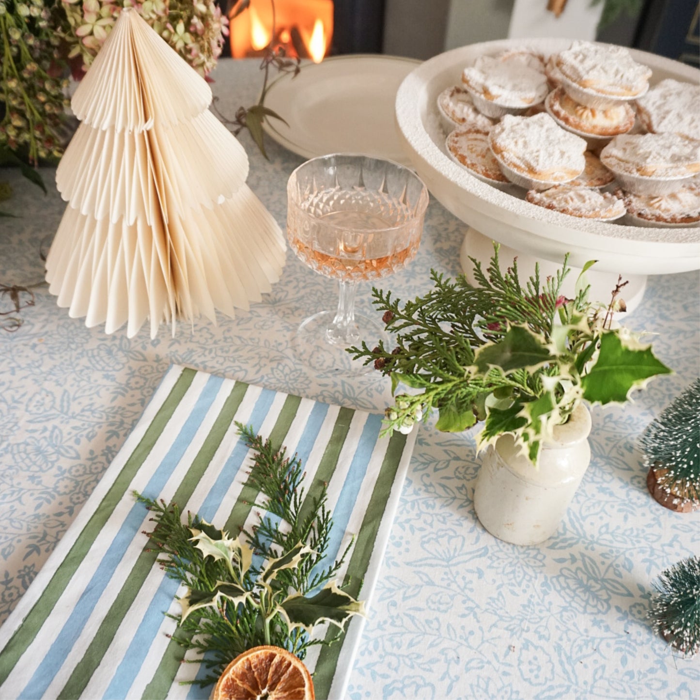 Stripe Napkins in Blue + Green // Set of 4