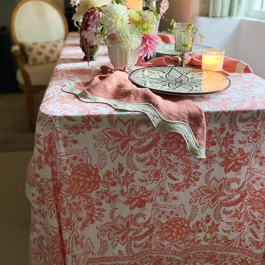 Peach + White Tablecloth