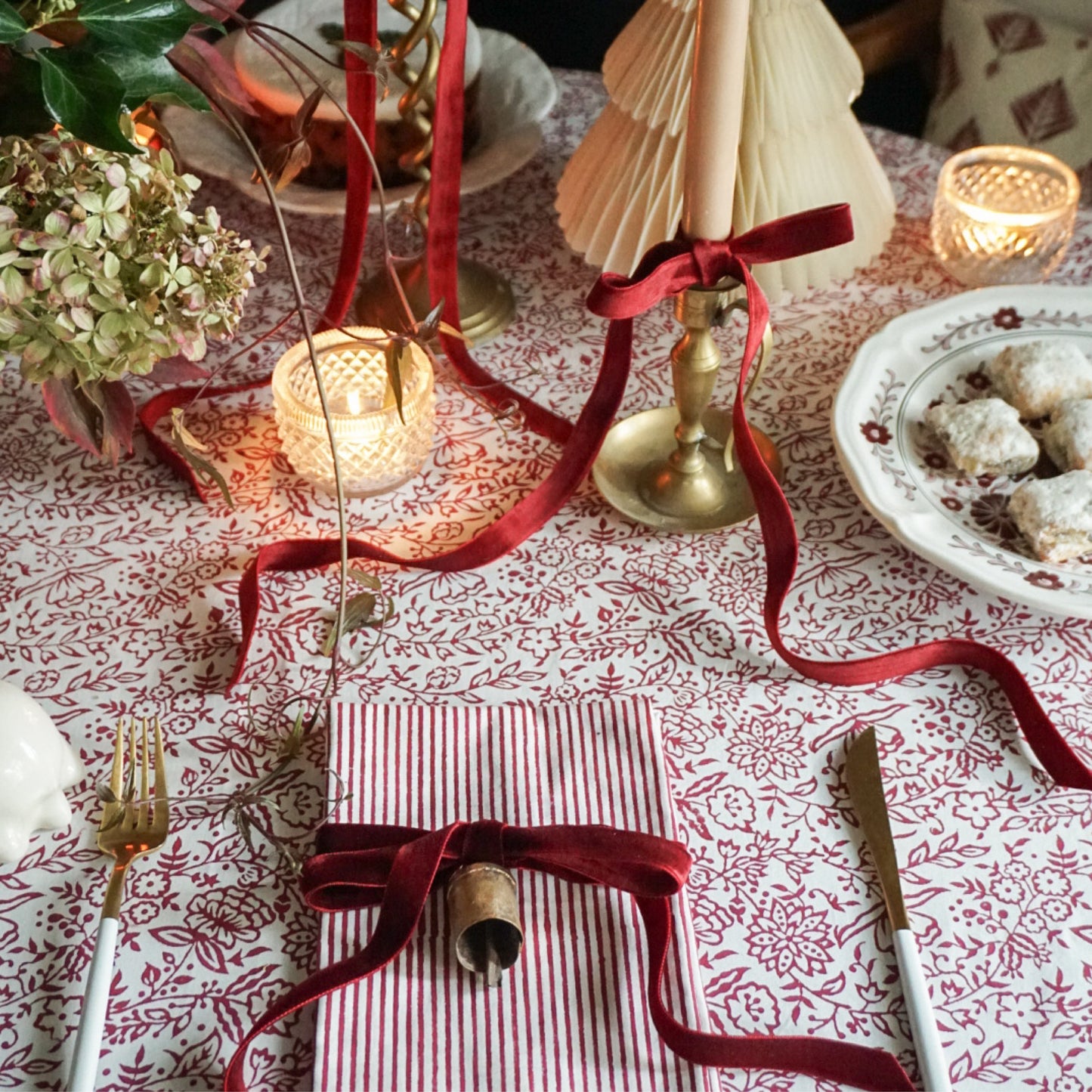 Burgundy Stripe Napkins // Set of 4