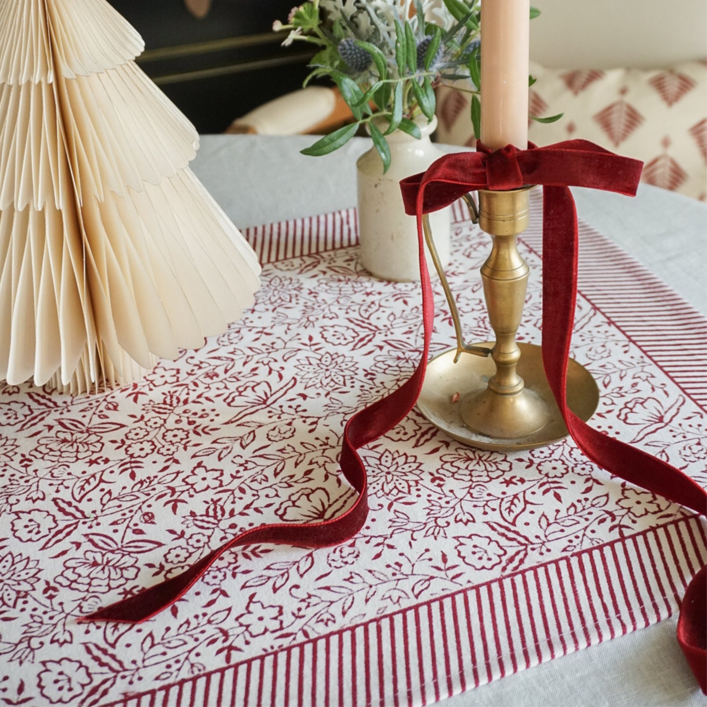 Hazel Table Runner in Burgundy