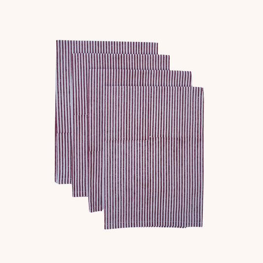 Burgundy Stripe Napkins // Set of 4