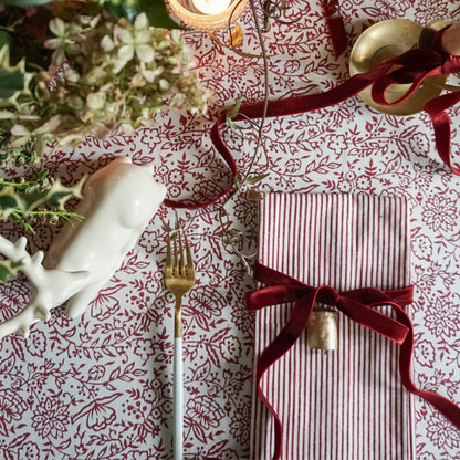 Burgundy Stripe Napkins // Set of 4