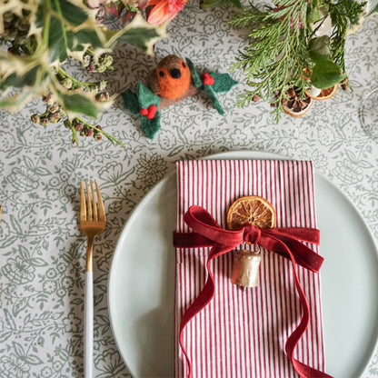 Burgundy Stripe Napkins // Set of 4