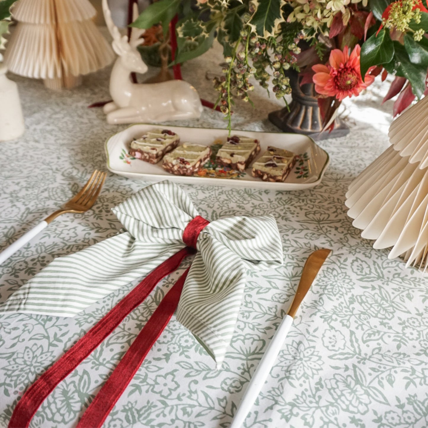 Green Stripe Napkins // Set of 4