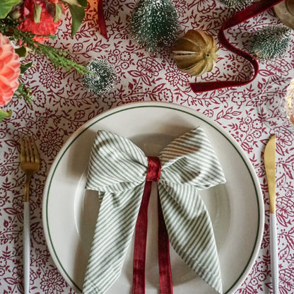 Green Stripe Napkins // Set of 4
