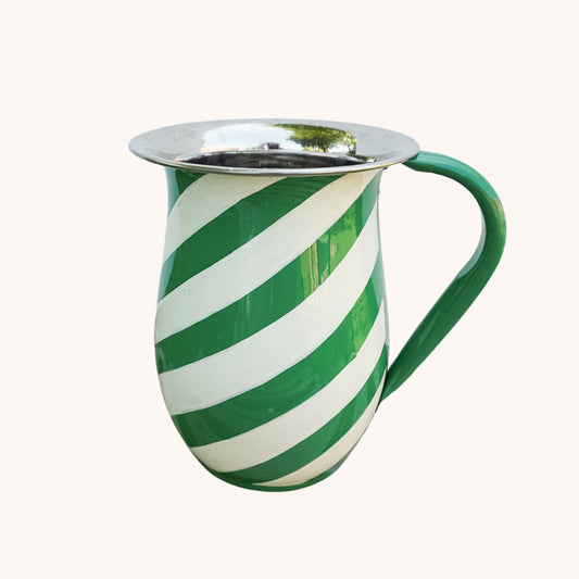 Green Stripe Enamel Jug