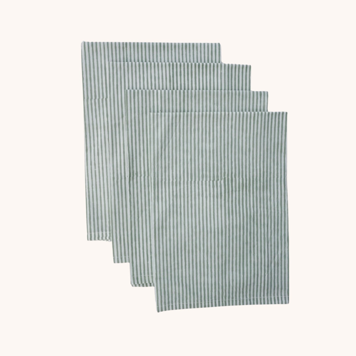 Green Stripe Napkins // Set of 4