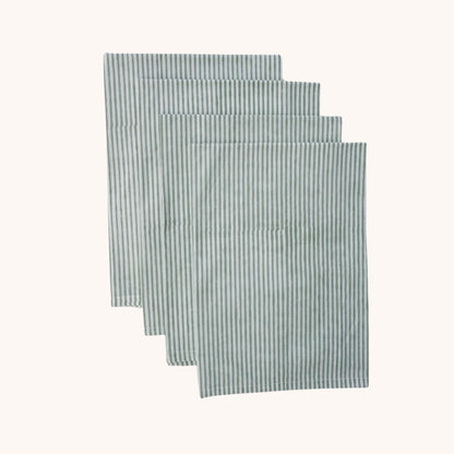 Green Stripe Napkins // Set of 4
