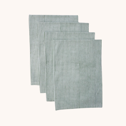 Green Stripe Napkins // Set of 4