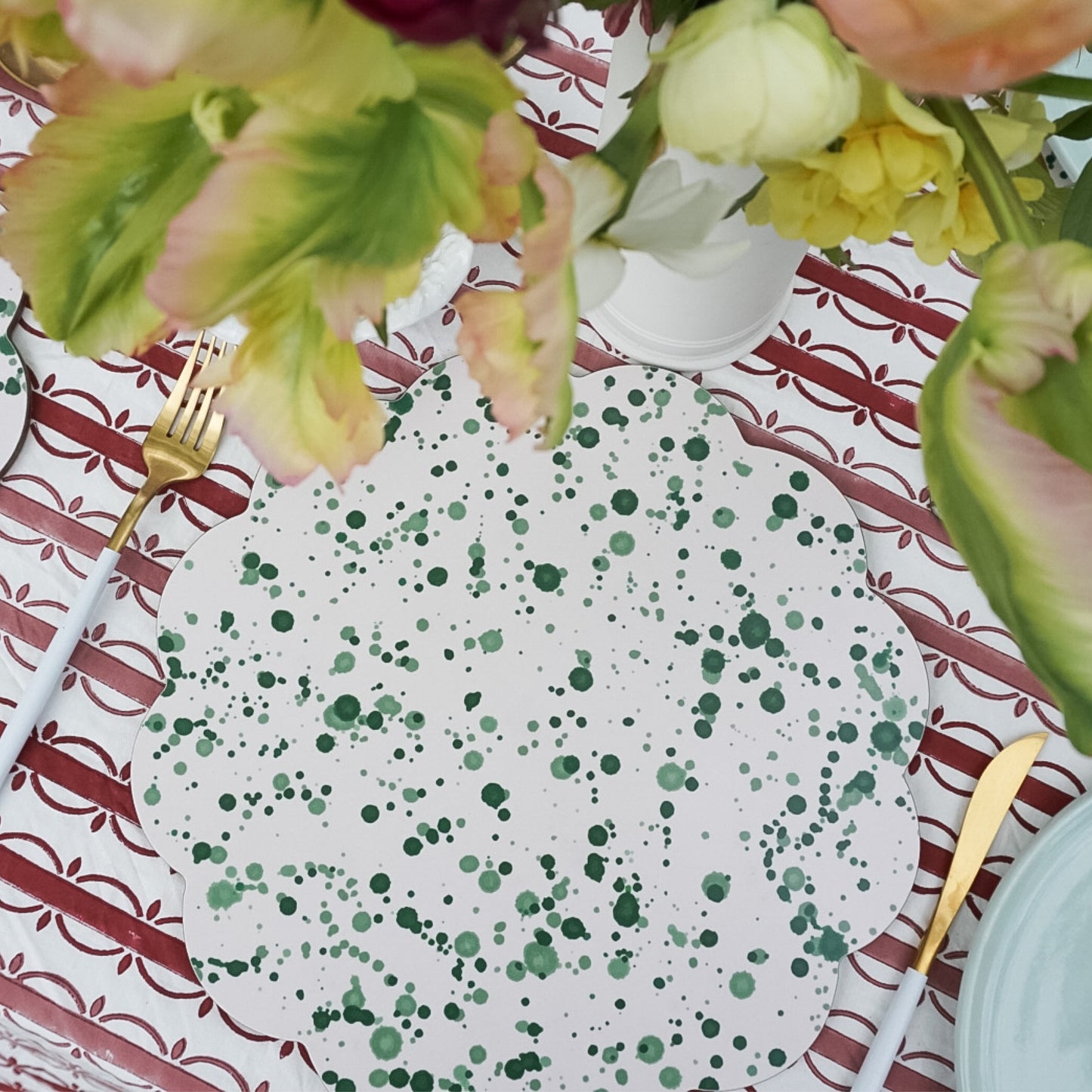Green Splatter on Cream Placemat