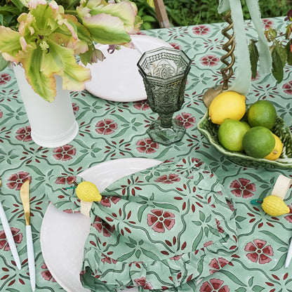 Green block printed Napkins by The Supper House