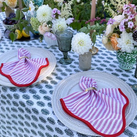 Pink Stripe Napkins // Set of 4