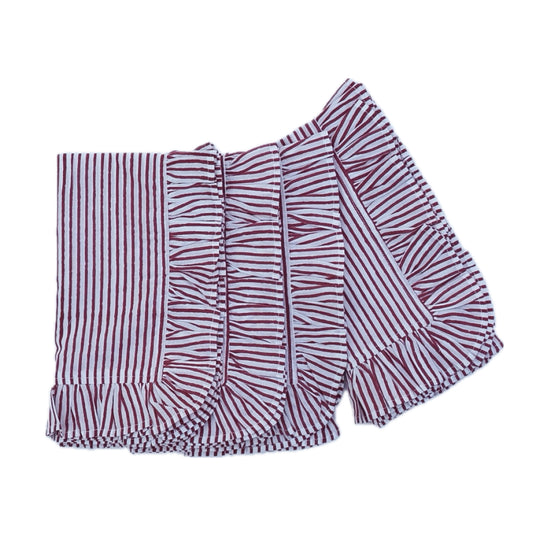 Red stripe napkins with frill edge 
