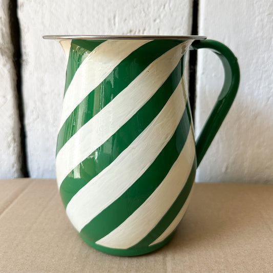 Green Stripe Enamel Jug SECONDS