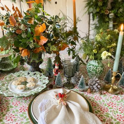 Green + Red Berries Tablecloth