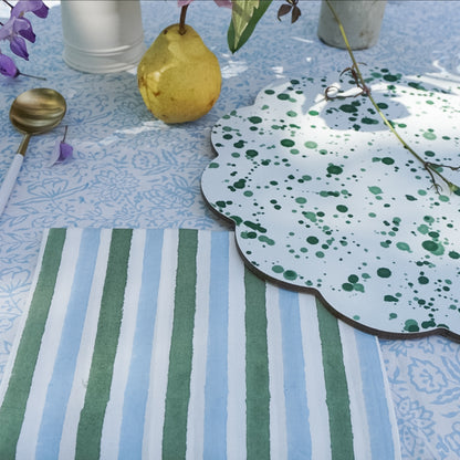 Stripe Napkins in Blue + Green // Set of 4