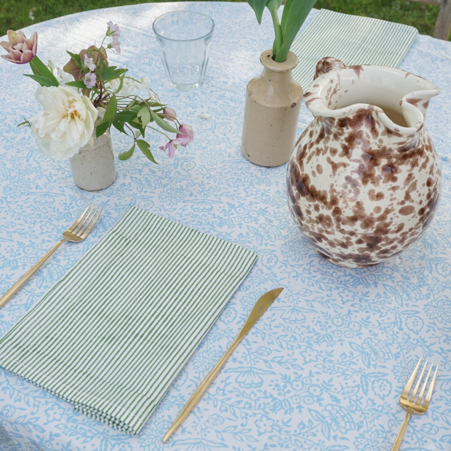 Nell Green Stripe Napkins // Set of 4