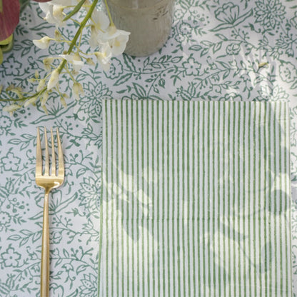 Nell Green Stripe Napkins // Set of 4