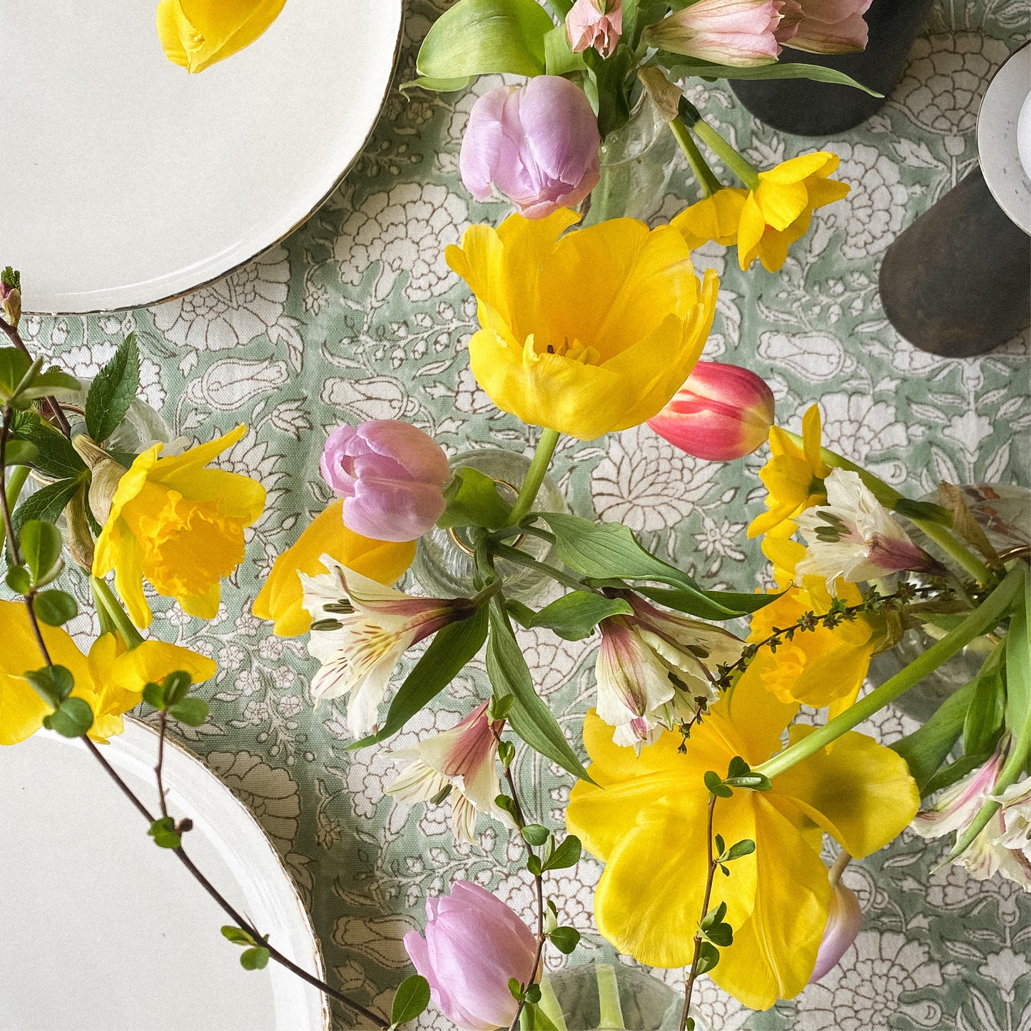 Floral Green Tablecloth