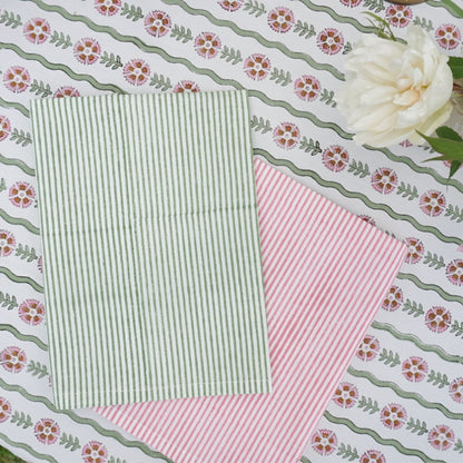 Nell Green Stripe Napkins // Set of 4