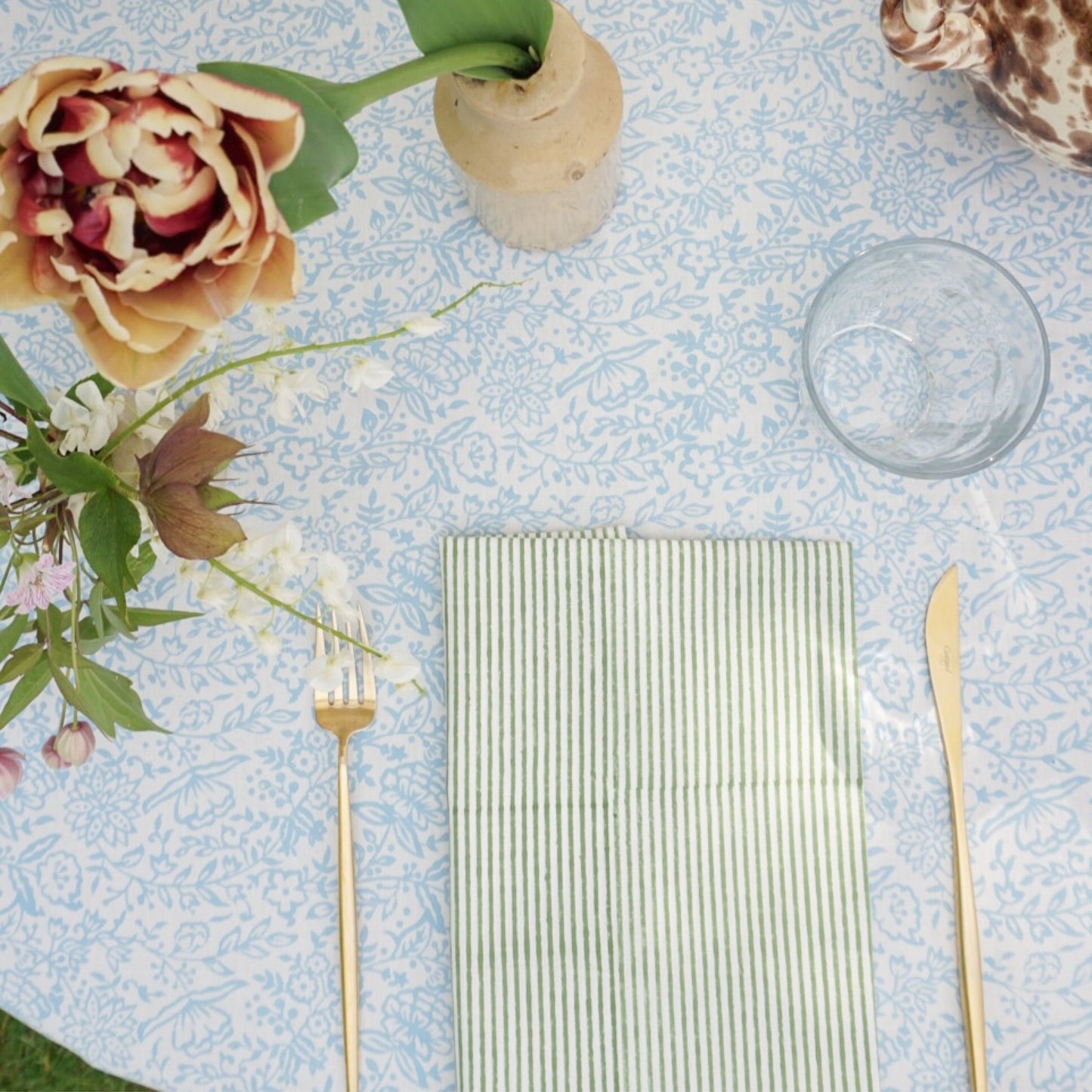 Nell Green Stripe Napkins // Set of 4