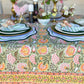 Green + Orange Floral Tablecloth