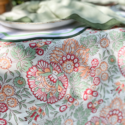 Red + Green Floral Tablecloth